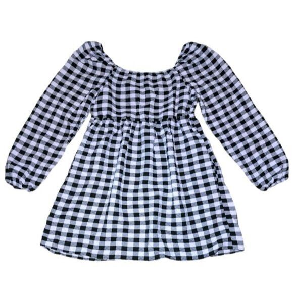 Wild Fable Black and Purple Plaid Long Sleeve  Mini Dress Size M, NWT - Picture 3 of 8